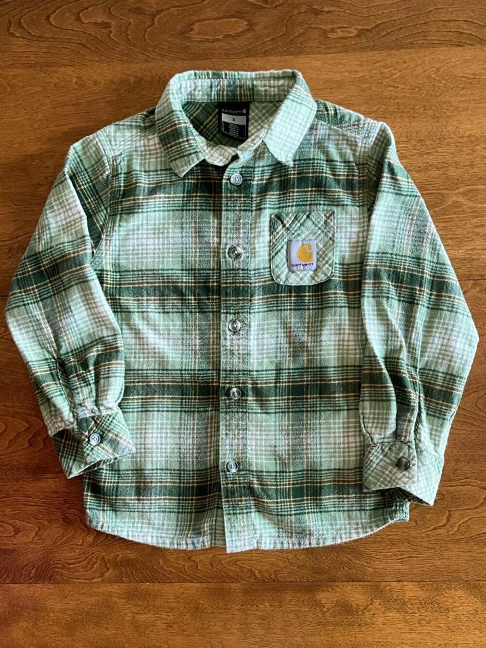 Carhartt green plaid flannel shirt 5